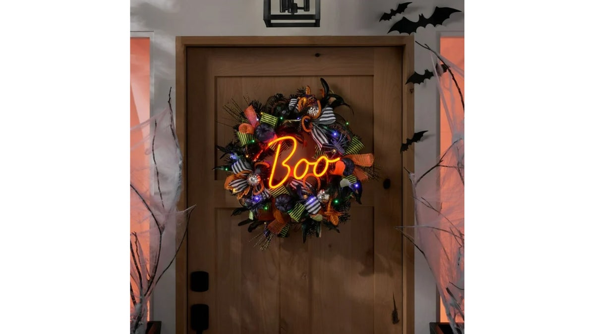Dress up your door with a boo wreath.