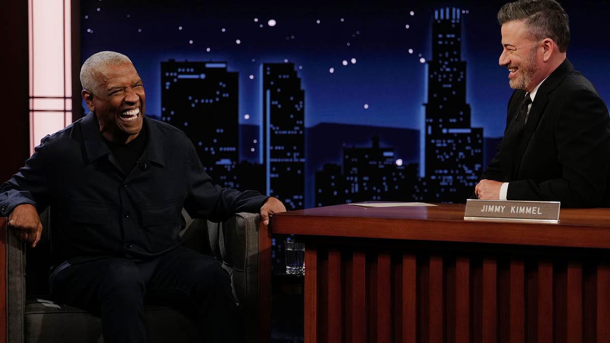 Denzel Washington with Jimmy Kimmel on Jimmy Kimmel Live.