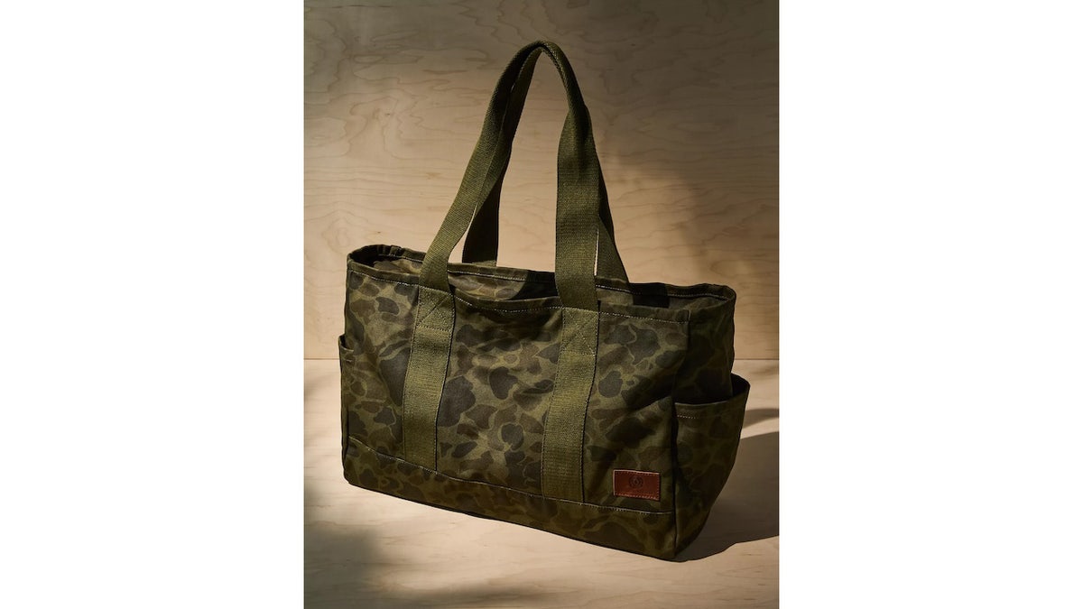 This camo tote bag is built for durability.