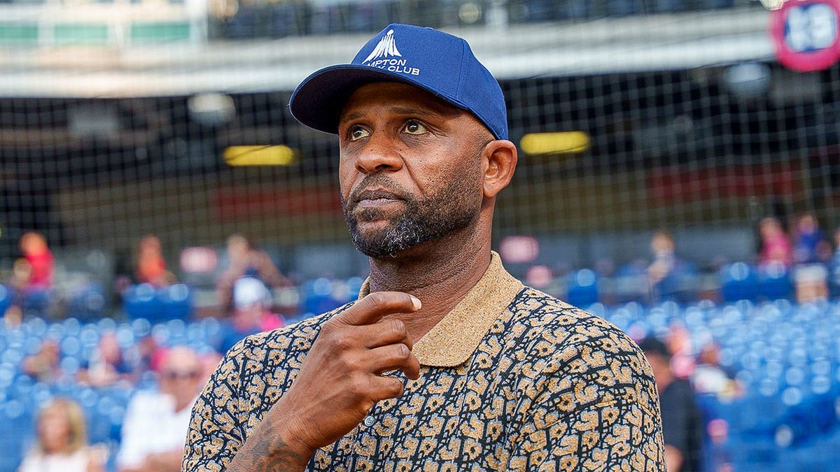 CC Sabathia looks at baseball field