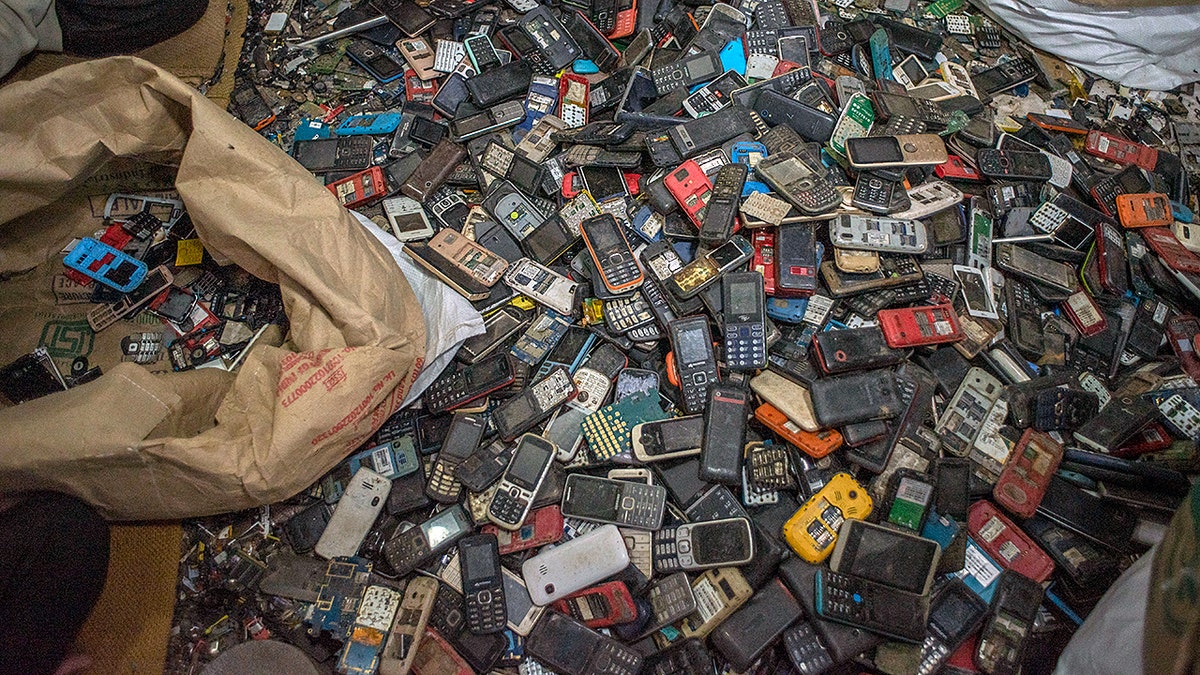 A pile of cell phone waste