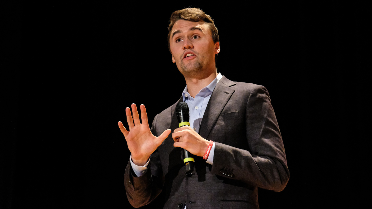 Charlie Kirk speaks at an event at Ohio State University