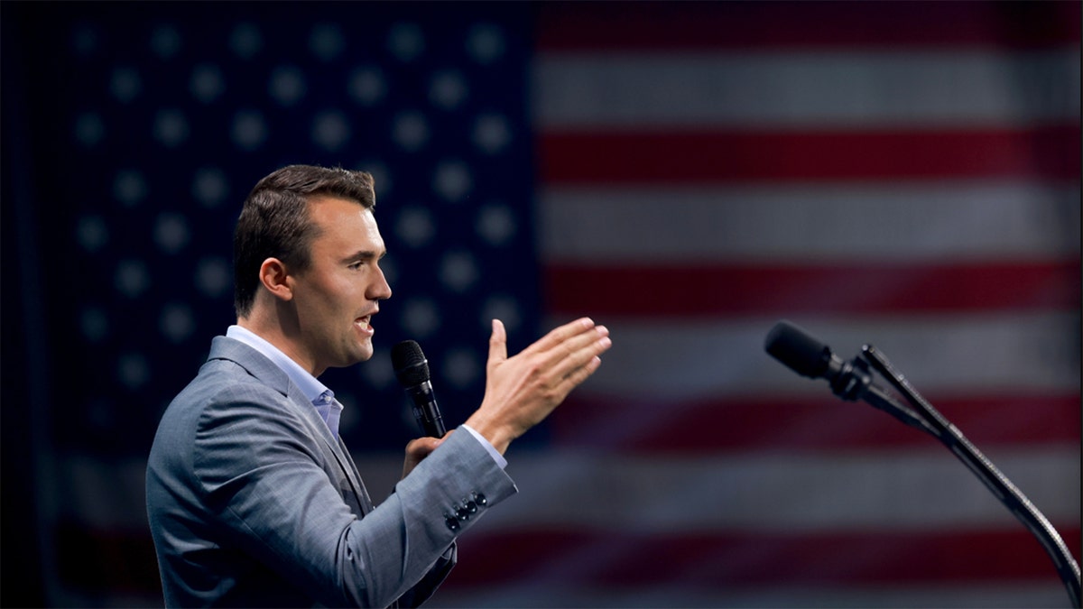 Charlie Kirk speaks during a Turning Point USA conference