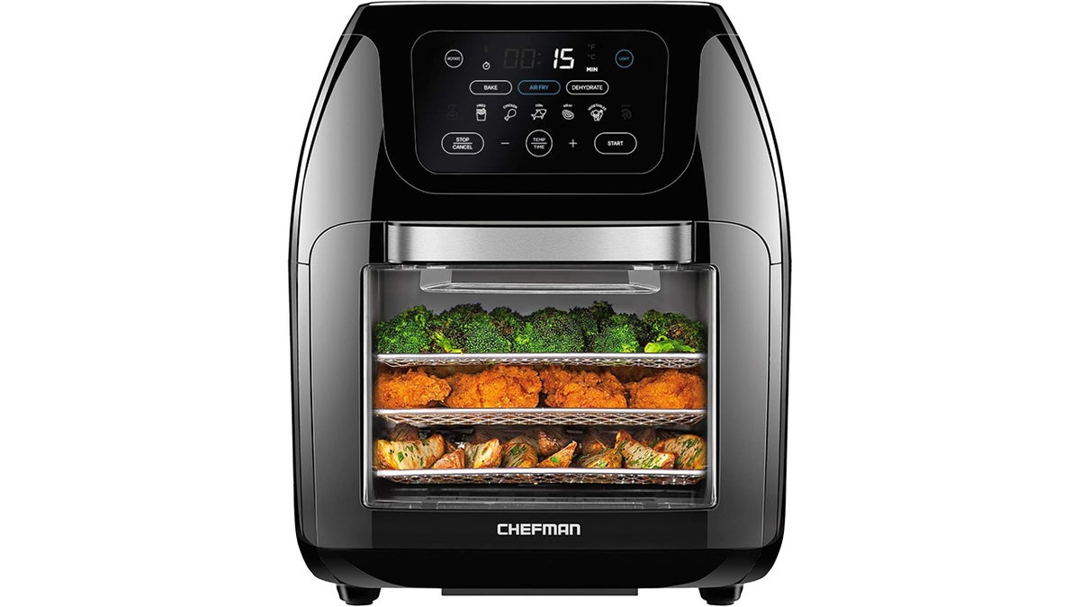 This air fryer comes with easy-to-use presets and requires no preheating.
