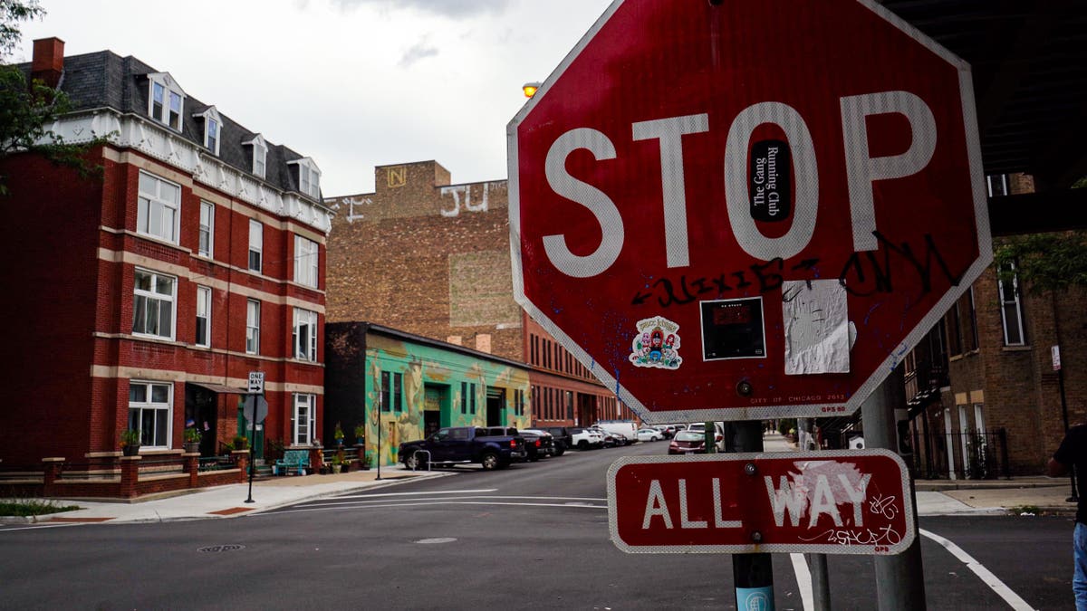 Chicago stop sign with graffiti