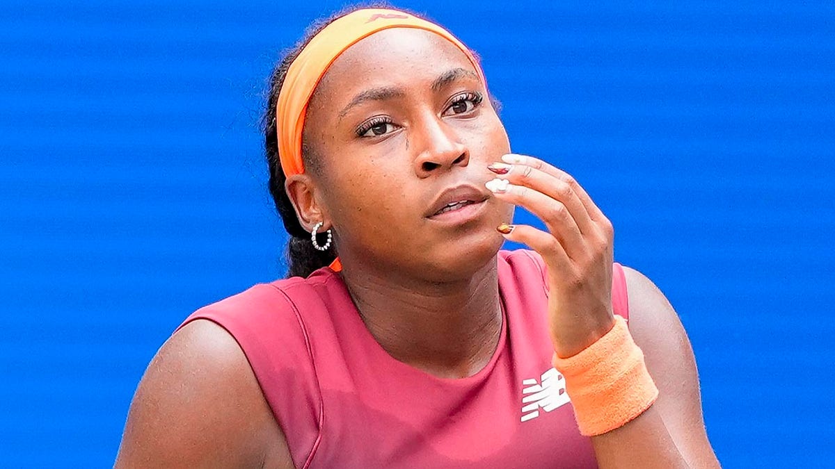 Coco Gauff exasperated on court at US Open
