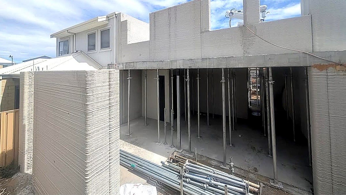 3D printed home mid construction
