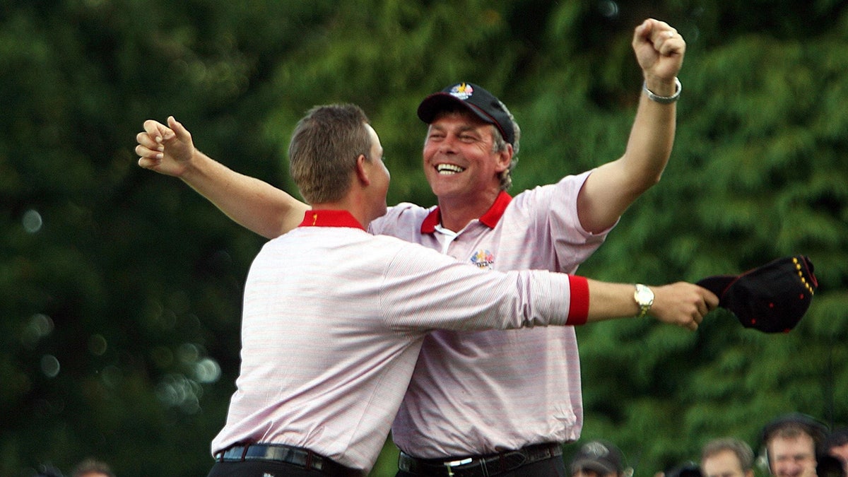 Darren Clarke celebrating