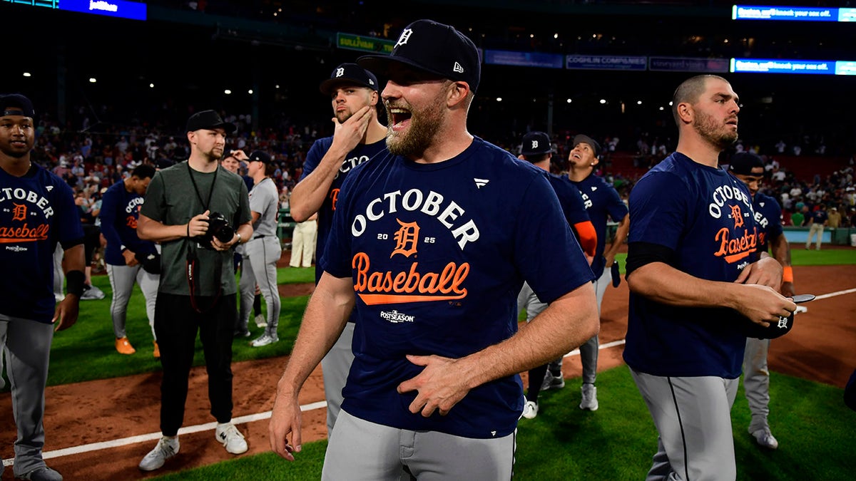 The Detroit Tigers celebrate