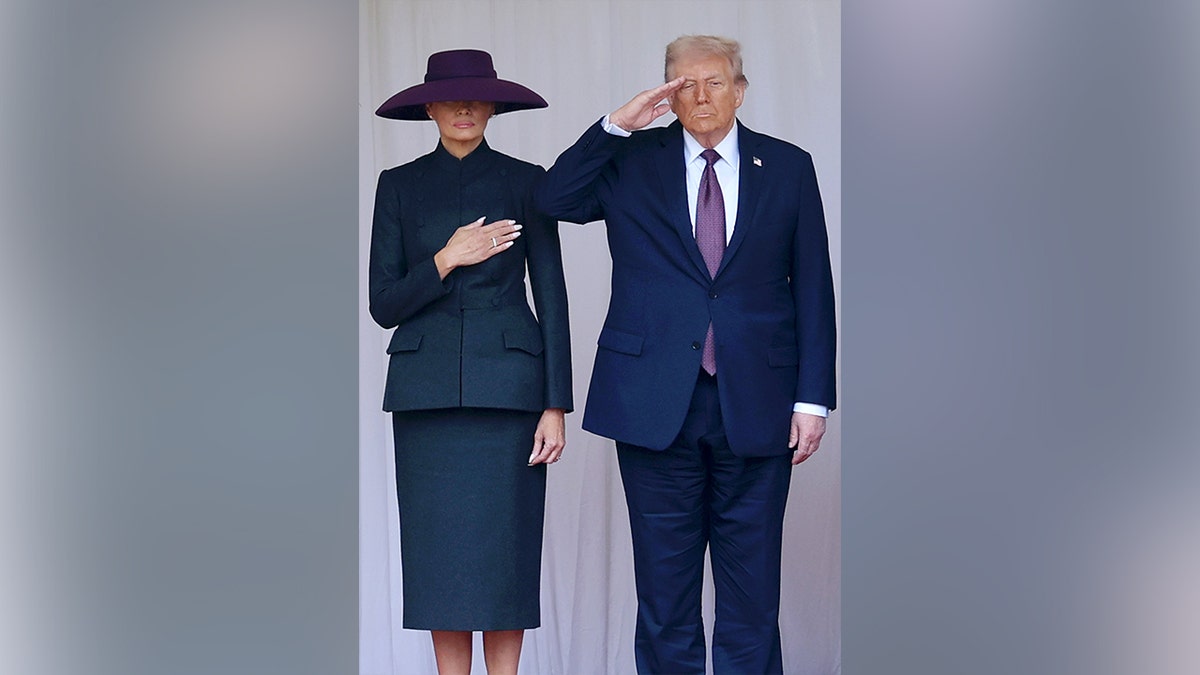 President Trump and Melania Trump standing next to each other in England.