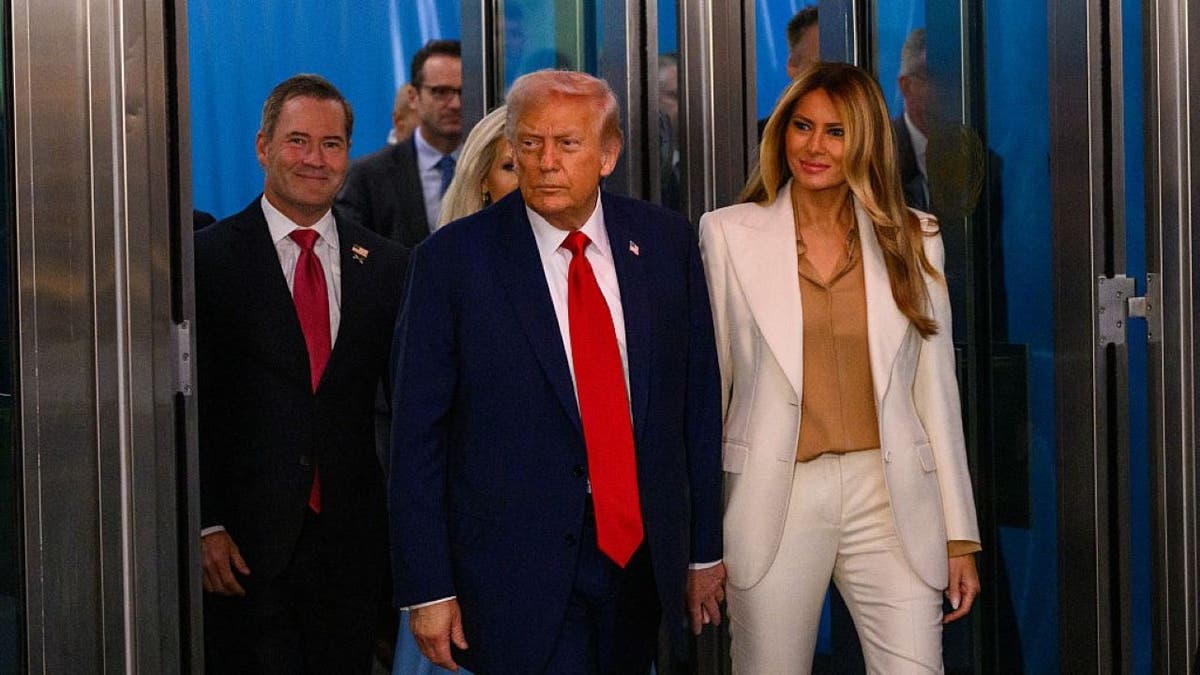 Donald and Melania Trump enter the United Nations.