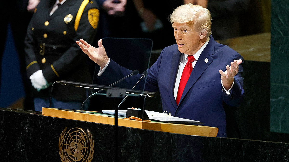 Donald Trump speaks at United Nations General Assembly in 2025.