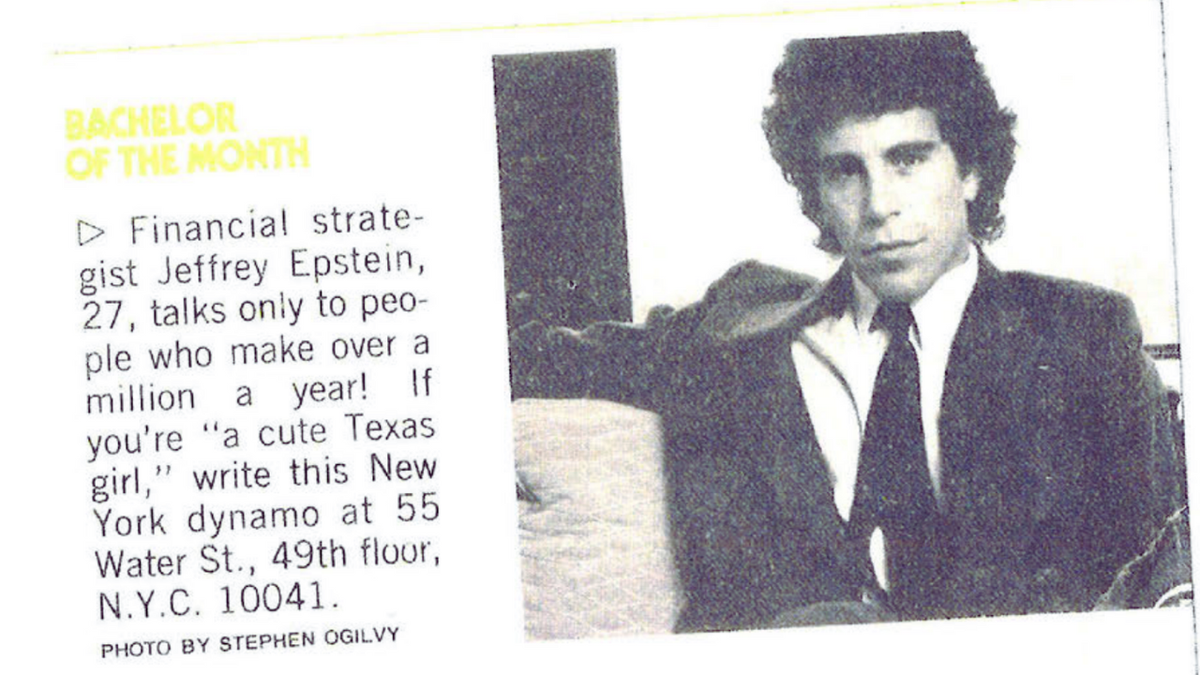 Cropped to show Jeffrey Epstein "Bachelor this month."