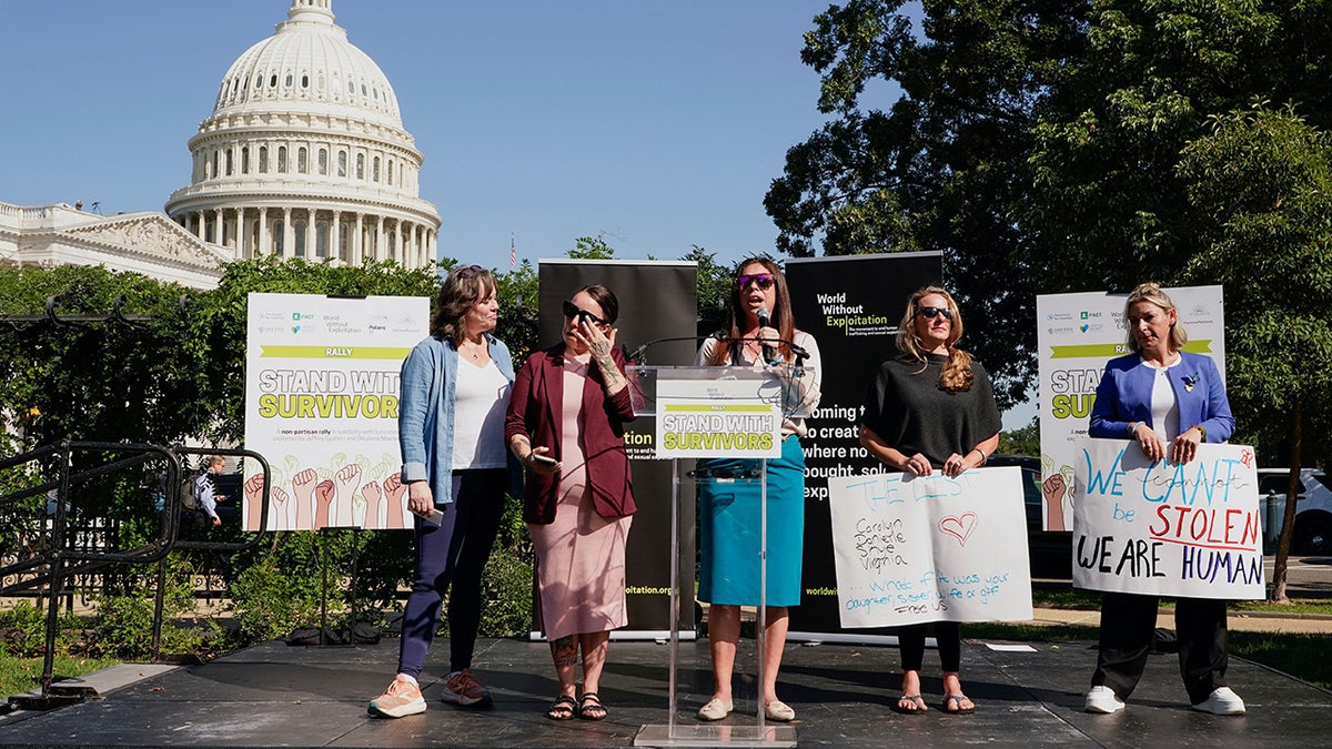 The victims of Jeffrey Epstein hold a rally in Washington, DC