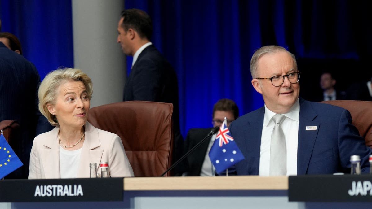 European Commission President Ursula von der Leyen and Australian Prime Minister Anthony Albanese at NATO meeting