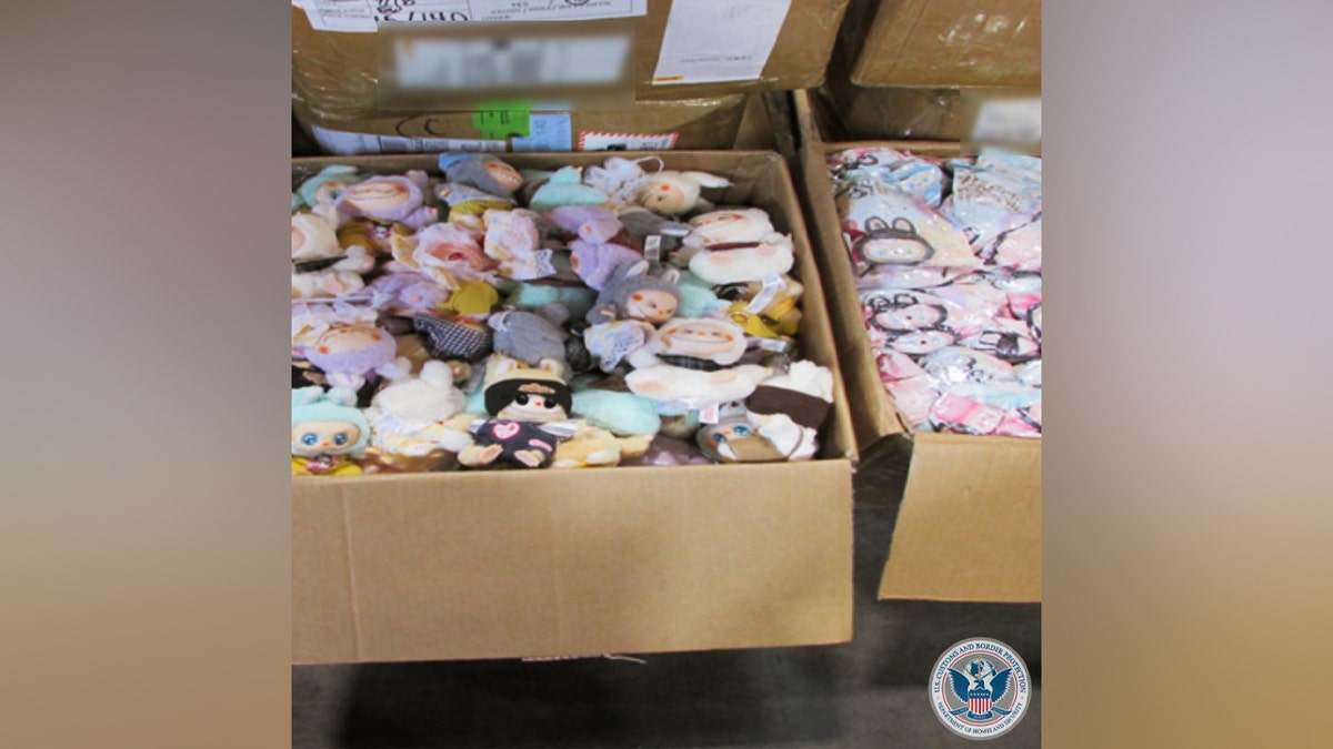 Fake Labubu dolls in a box