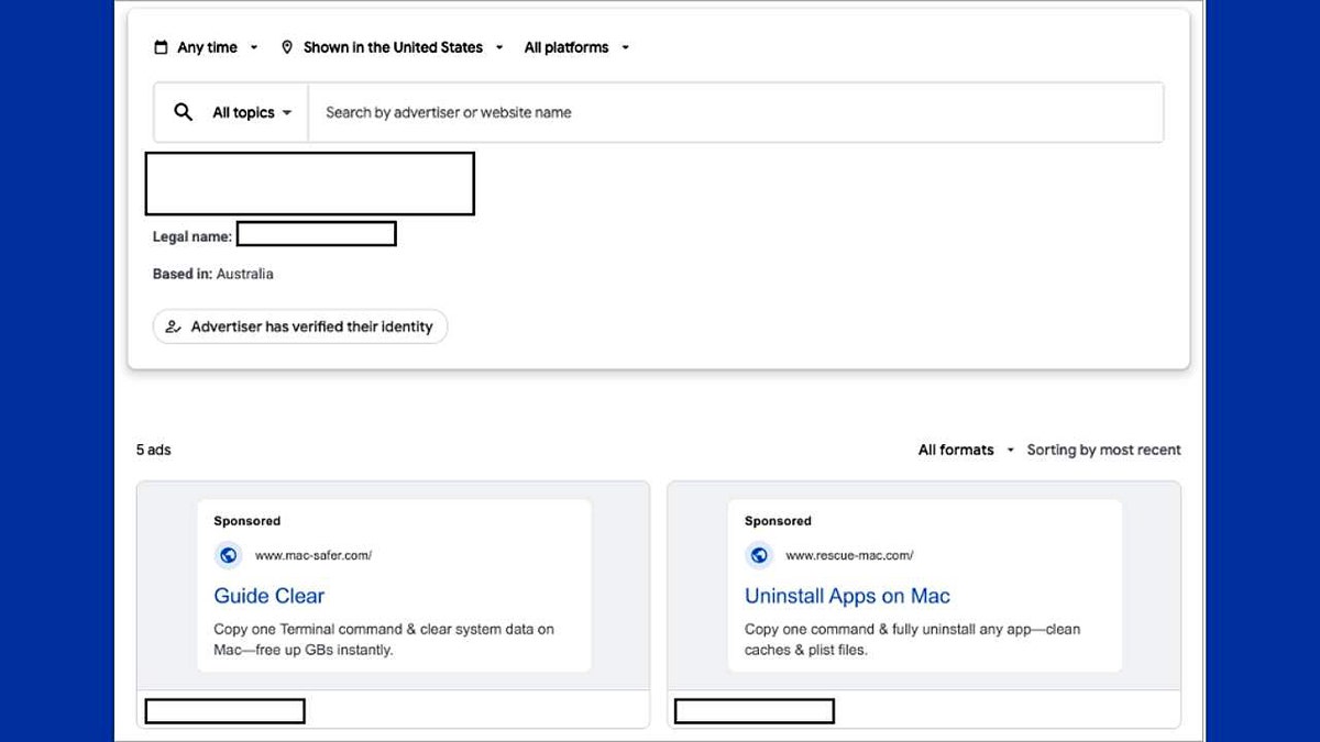 A fake Mac help page