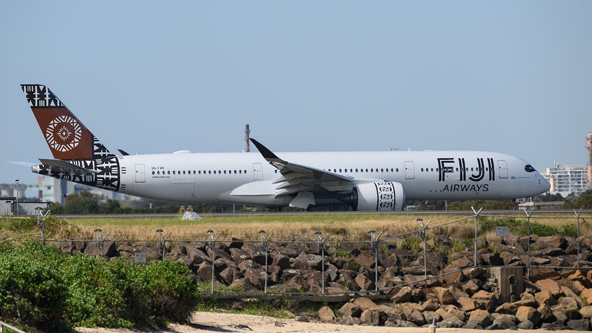 Fiji Airways plane seen sitting on airport tarmac in Australia