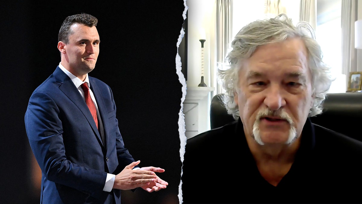 Split image of Charlie Kirk, Wayne Robinson