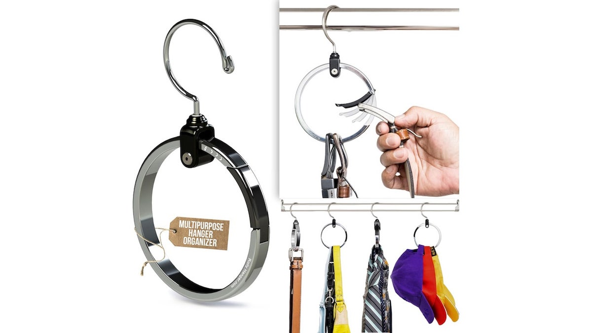 This clever hanger makes it easy to store your hats and belts.