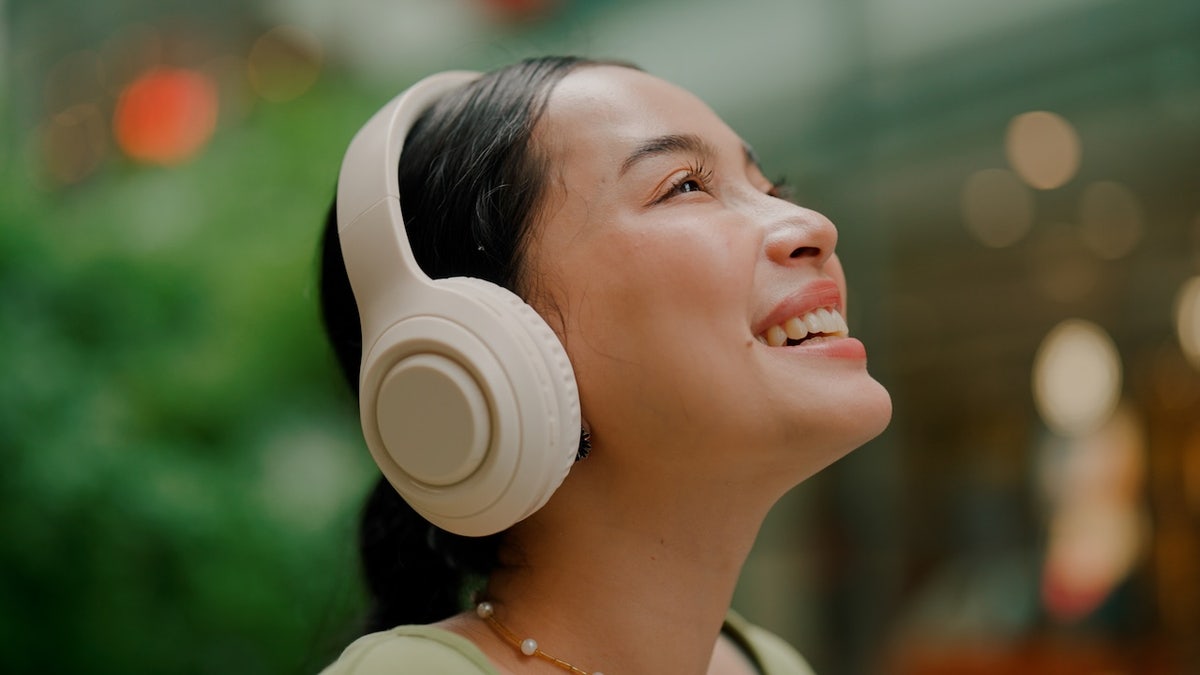 young woman wearing headphones