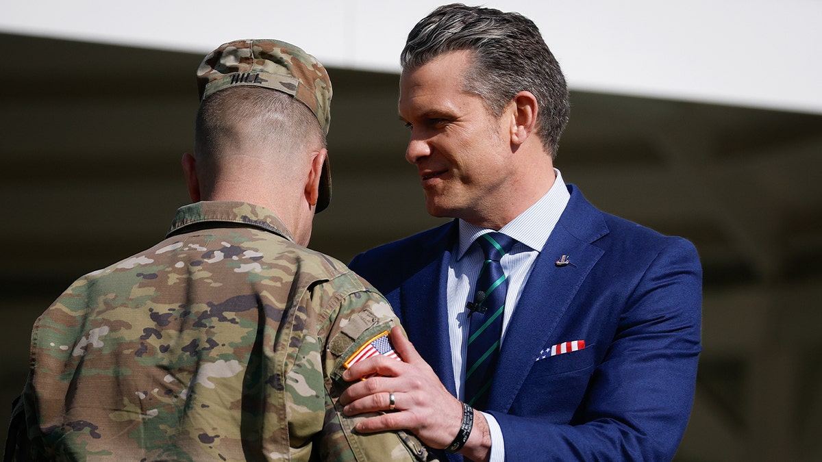 Hegseth greets soldier