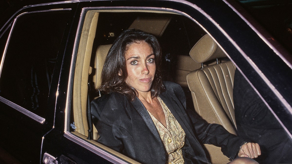 海蒂·弗利斯（Heidi Fleiss）從汽車的乘客座椅上微笑。