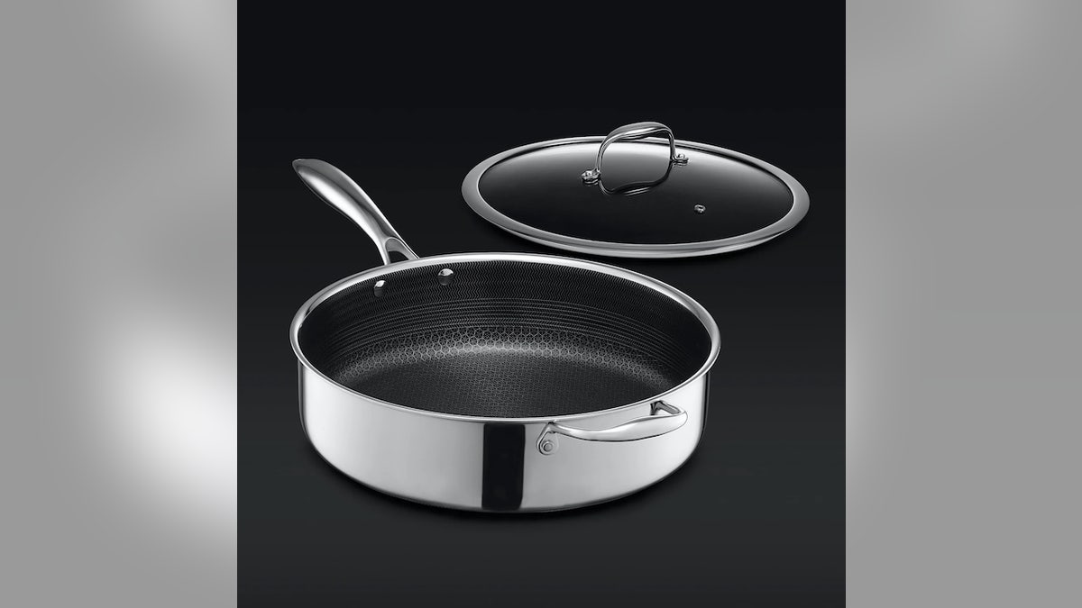 Avoid splatter with a high-side saute pan.