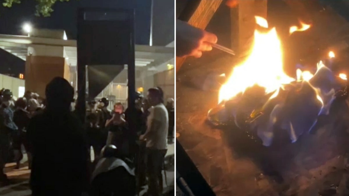 Scenes during anti-ICE protest in Portland