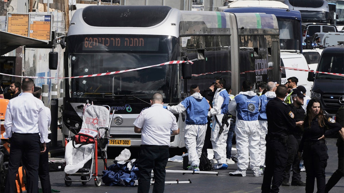 First responder at the scene of a deadly bus attack in Jerusalem