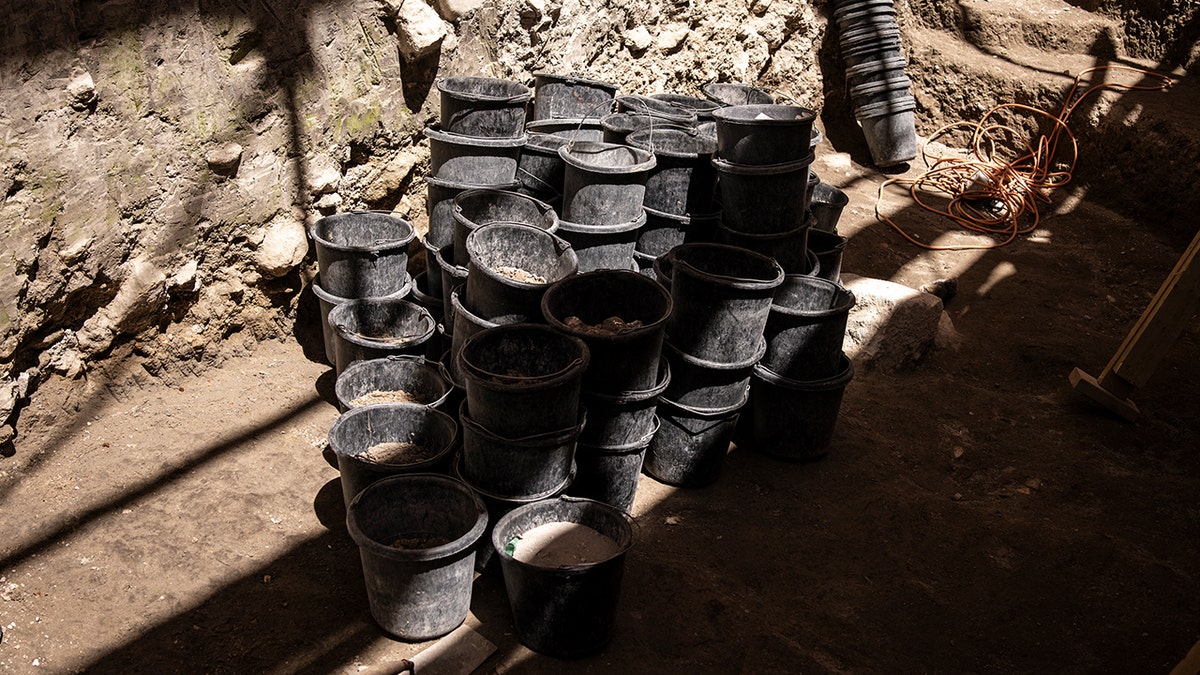 Buckets at the site of the dam were discovered