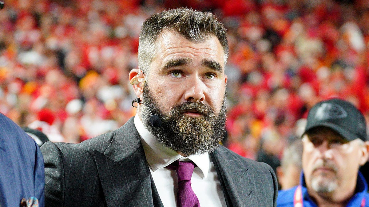Jason Kelce looks on