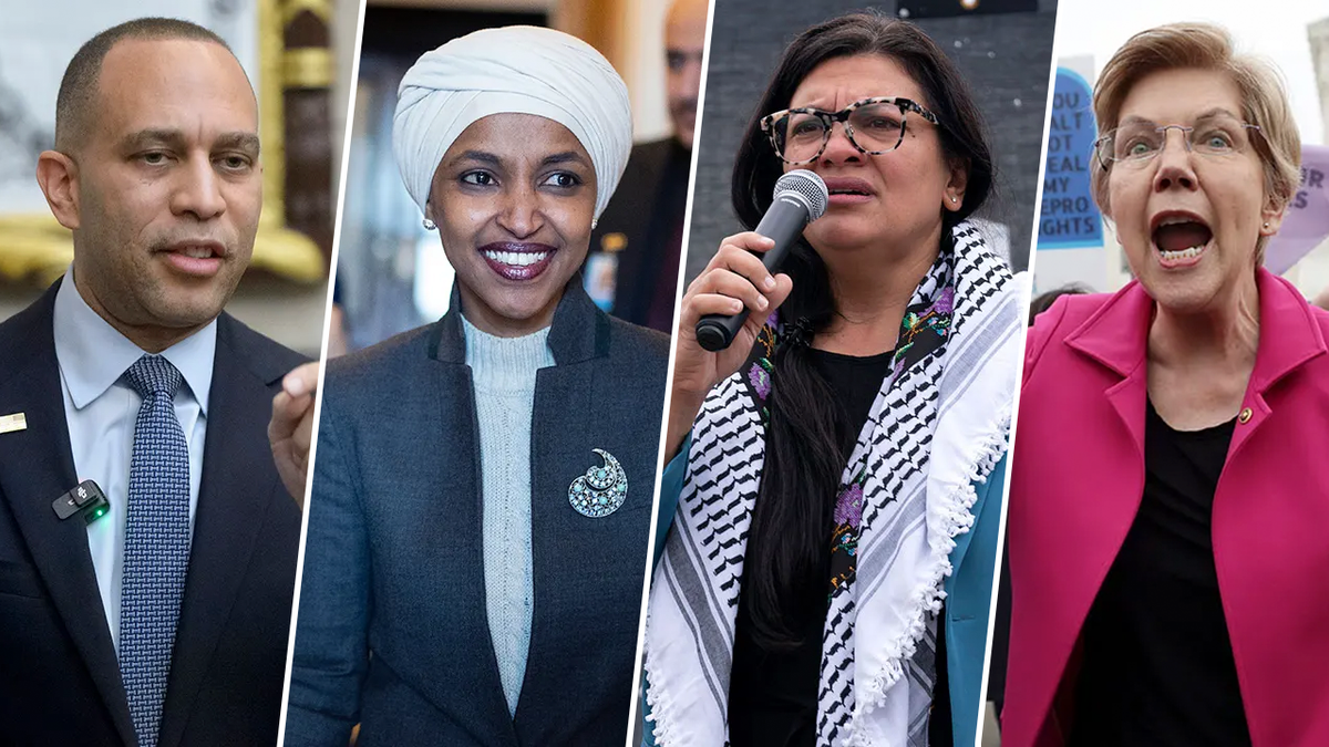 Hakim Jeffris, Elhan Omar, Rashida Tilaib, Elizabeth Warren Split