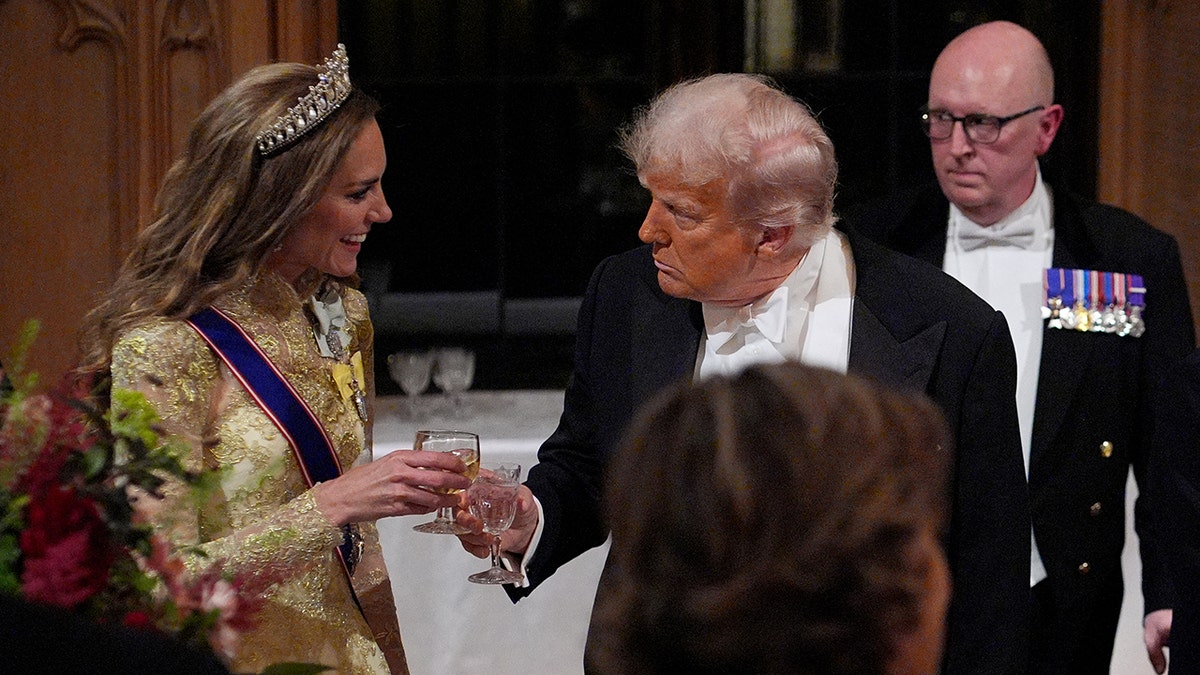 Kate Middleton and President Trump sharing a toast.