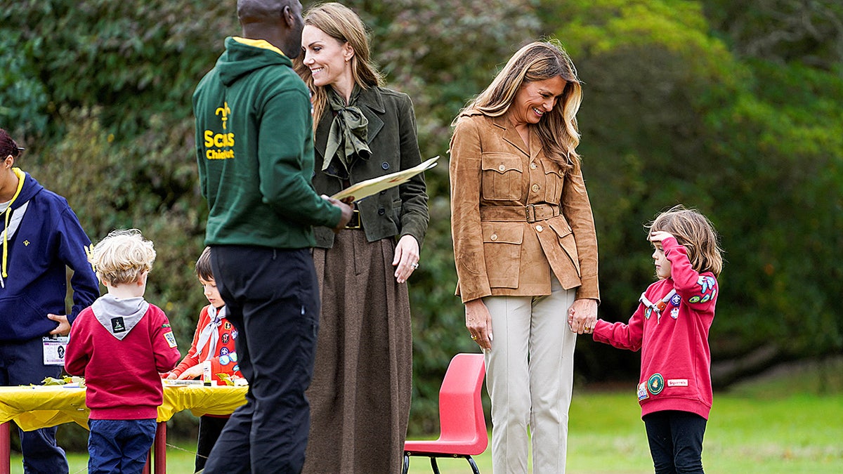 Kate Middleton and Melania Trump with children at Frogmore Cottage