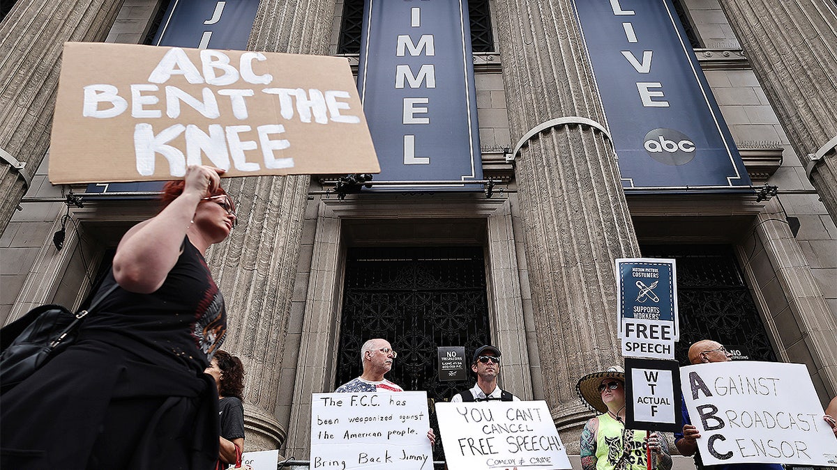 Protesters outside "Jimmy Kimmel Live!" studio