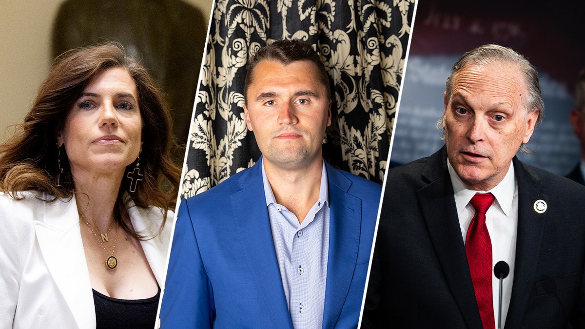A split image of Nancy Mace, Charlie Kirk, Andy Biggs