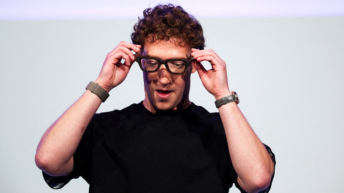 Meta CEO Mark Zuckerberg tries on Meta Ray-Ban Display glasses at California event