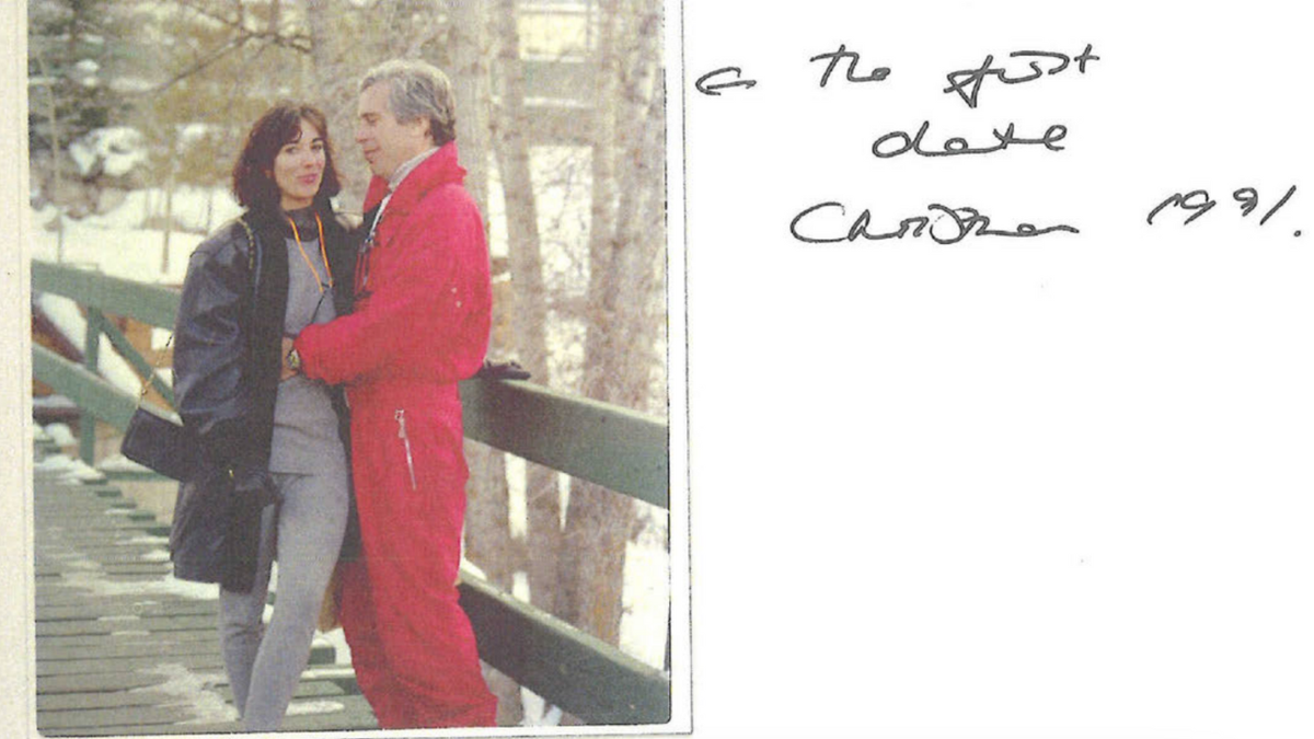 A photo showing Ghislaine Maxwell and Jeffrey Epstein from the infamous 'birthday book'