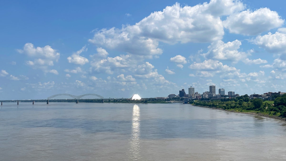 The Mississippi River flowing past Memphis, Tennessee