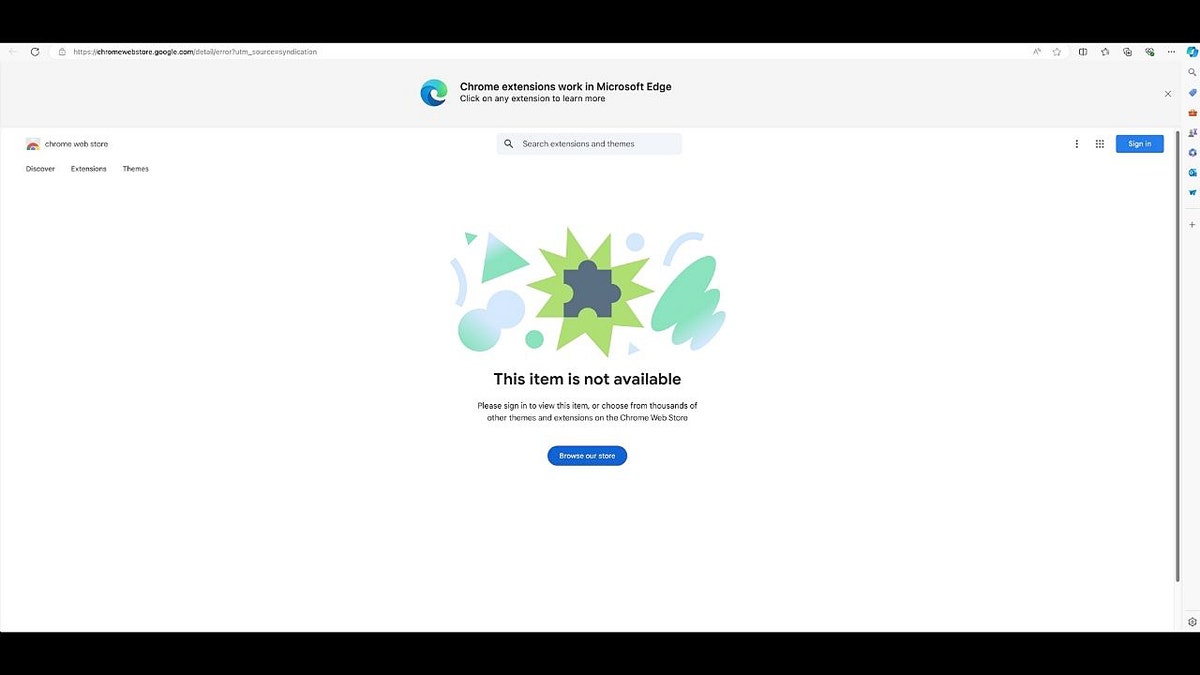 Screenshots of Microsoft Edge Store