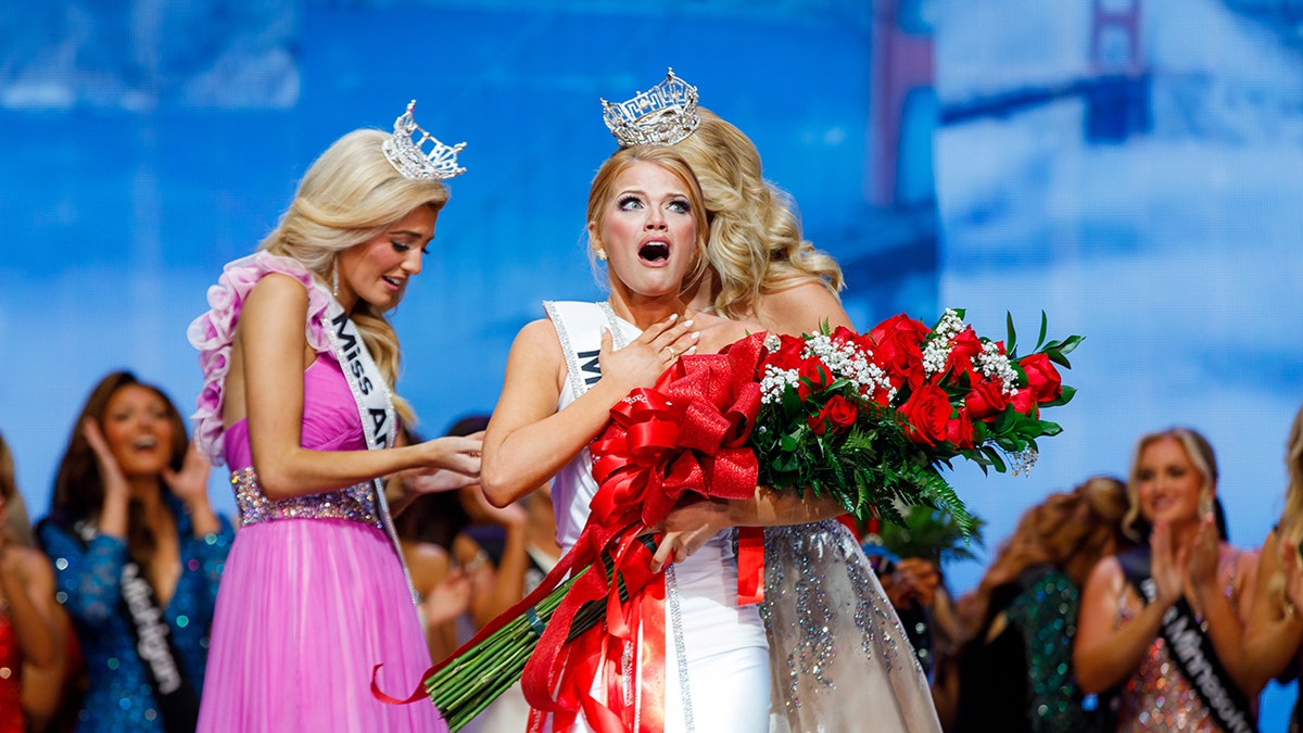 Miss America looking surprised that she was crowned.