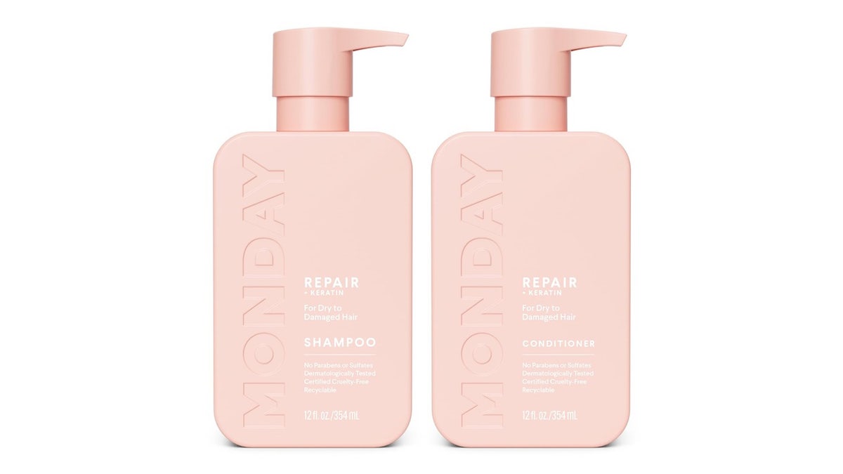 Hydrating shampoo and conditioner duo.