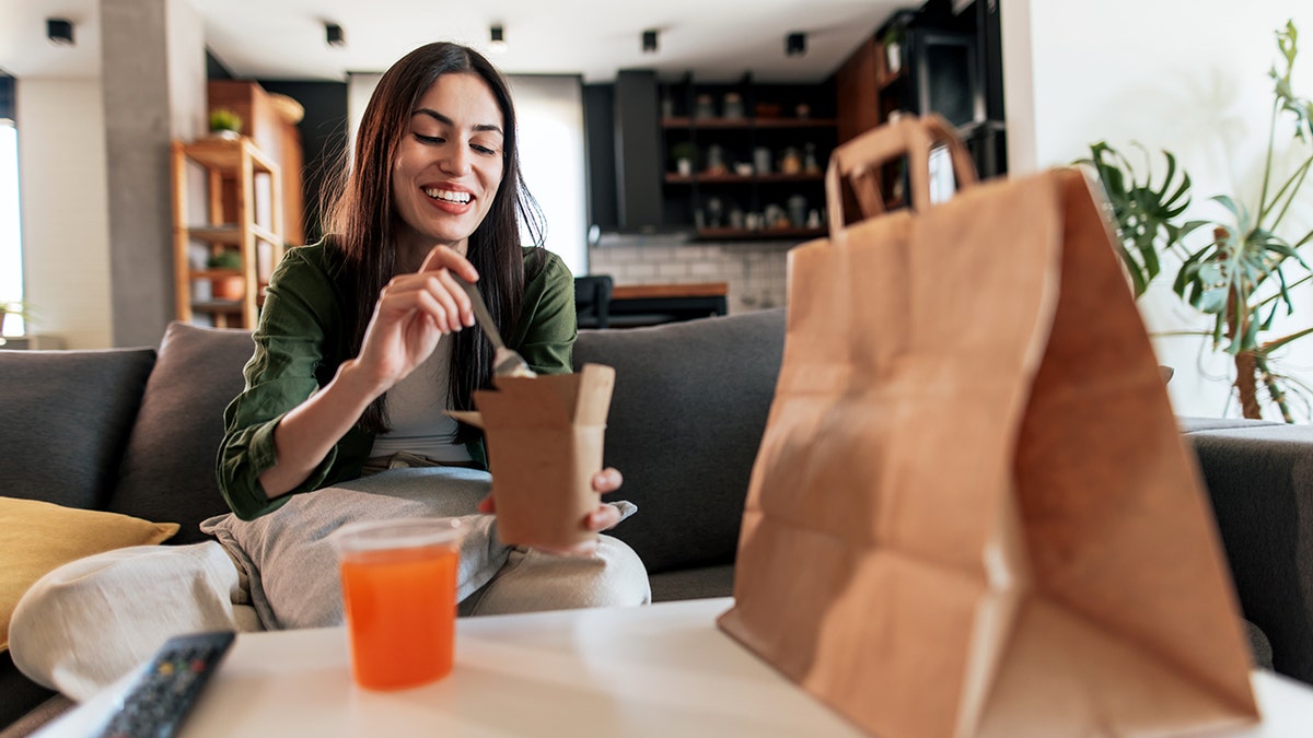 Woman enjoying takeout