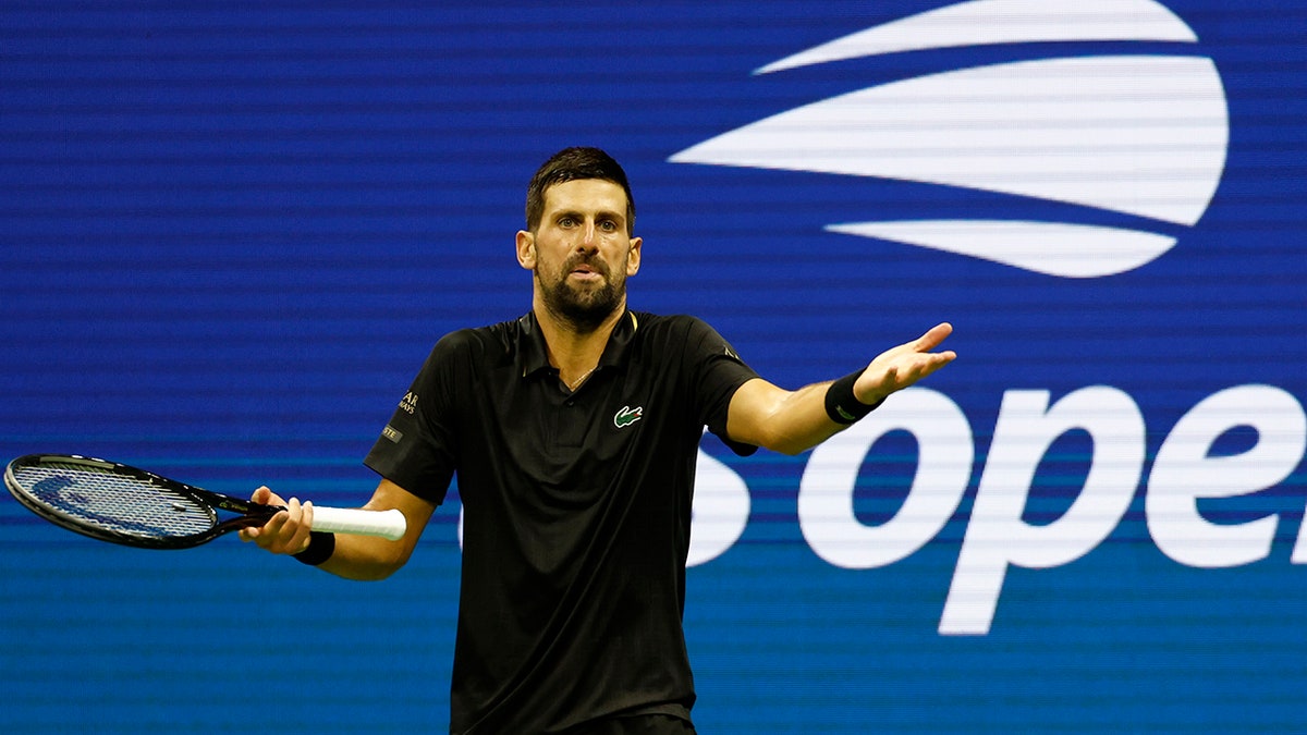 Novak Djokovic gestures