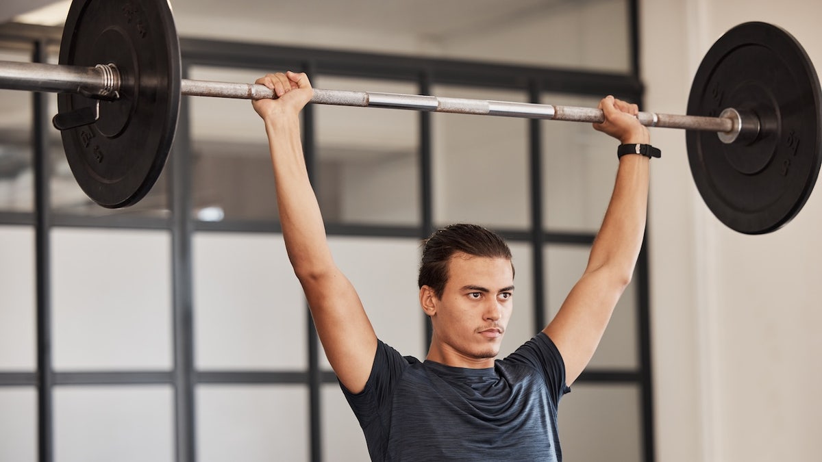 Man doing an overhead press