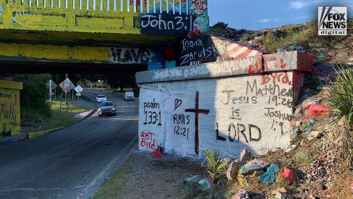 Charlie Kirk memorial mural covered up with messages of faith after it was defaced