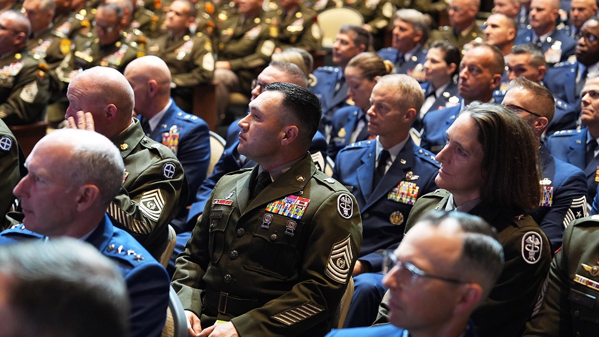 U.S. military senior leadership sitting in audience as Donald Trump speaks