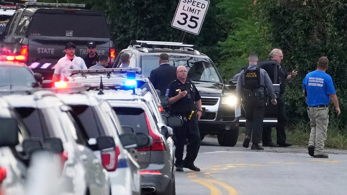 Police officers near Pennsylvania shooting scene