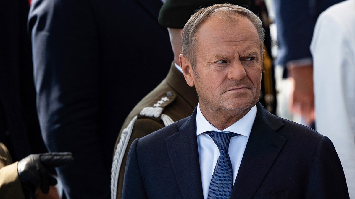 Donald Tusk, the Prime Minister of Poland, at a parade.